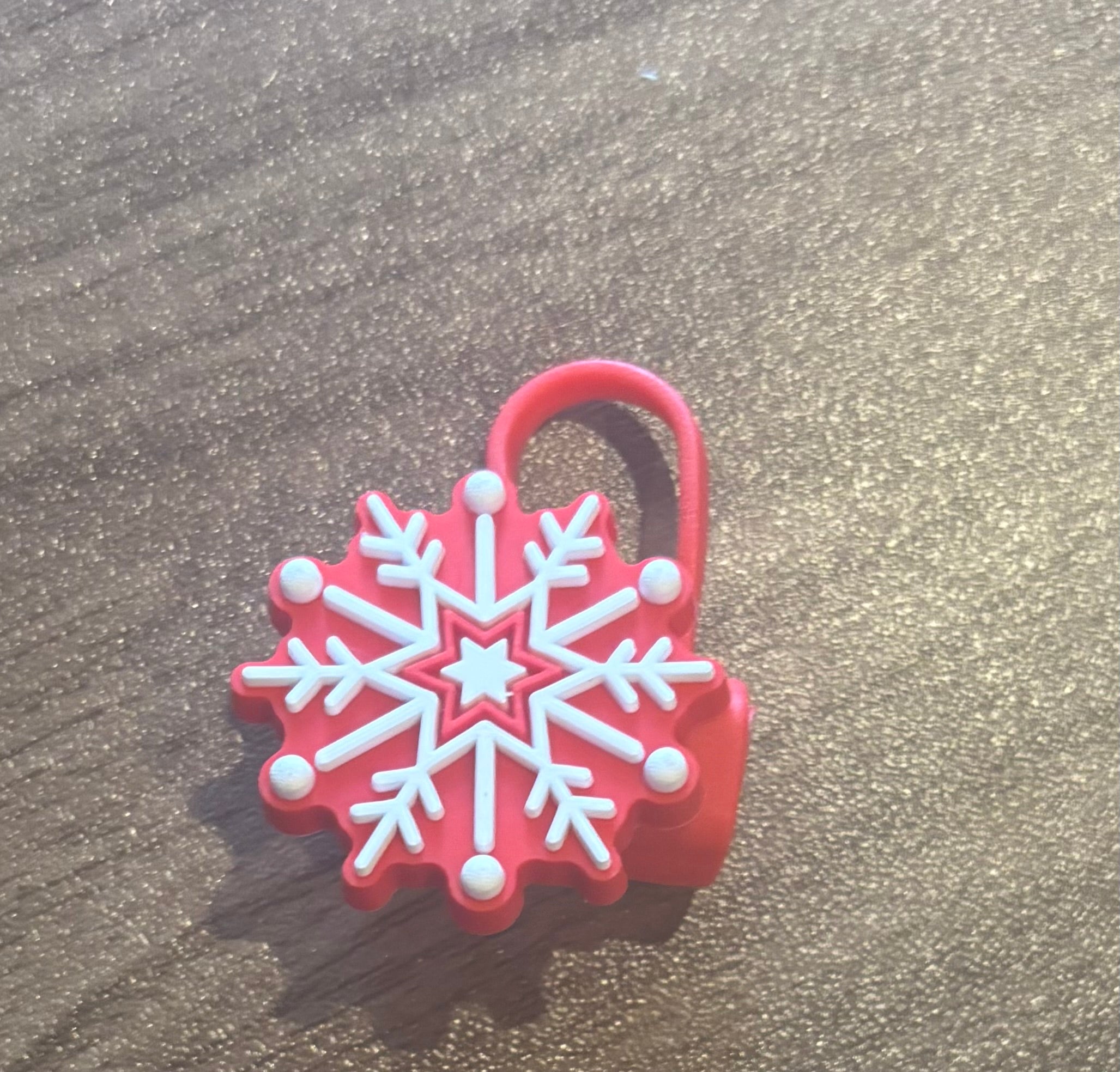 Snowflake Red/White Straw Topper